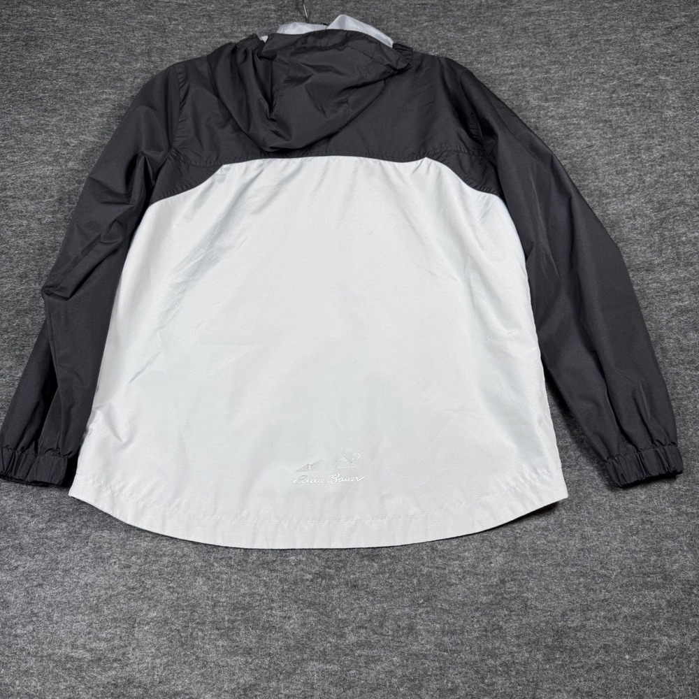Eddie Bauer Kids Windbreaker Jacket Hooded Lightweight Gray White Size L 14‎ - Picture 2 of 8